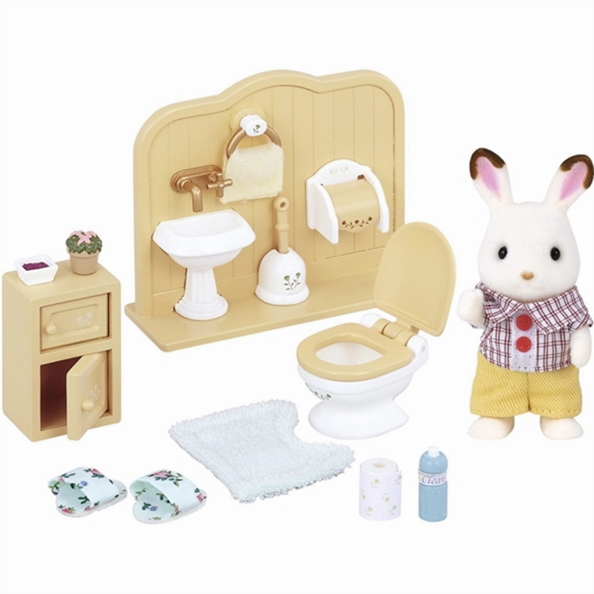 Sylvanian Families Chocolate Rabbit Brother Set (Washroom)