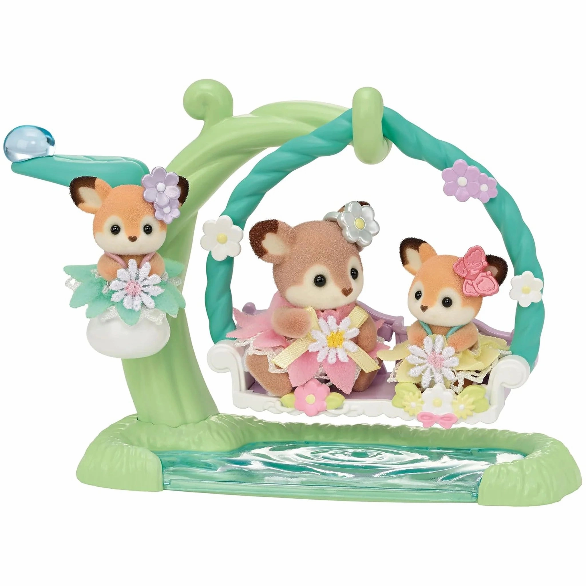 Sylvanian Families Deer Babies Floral Swing Set