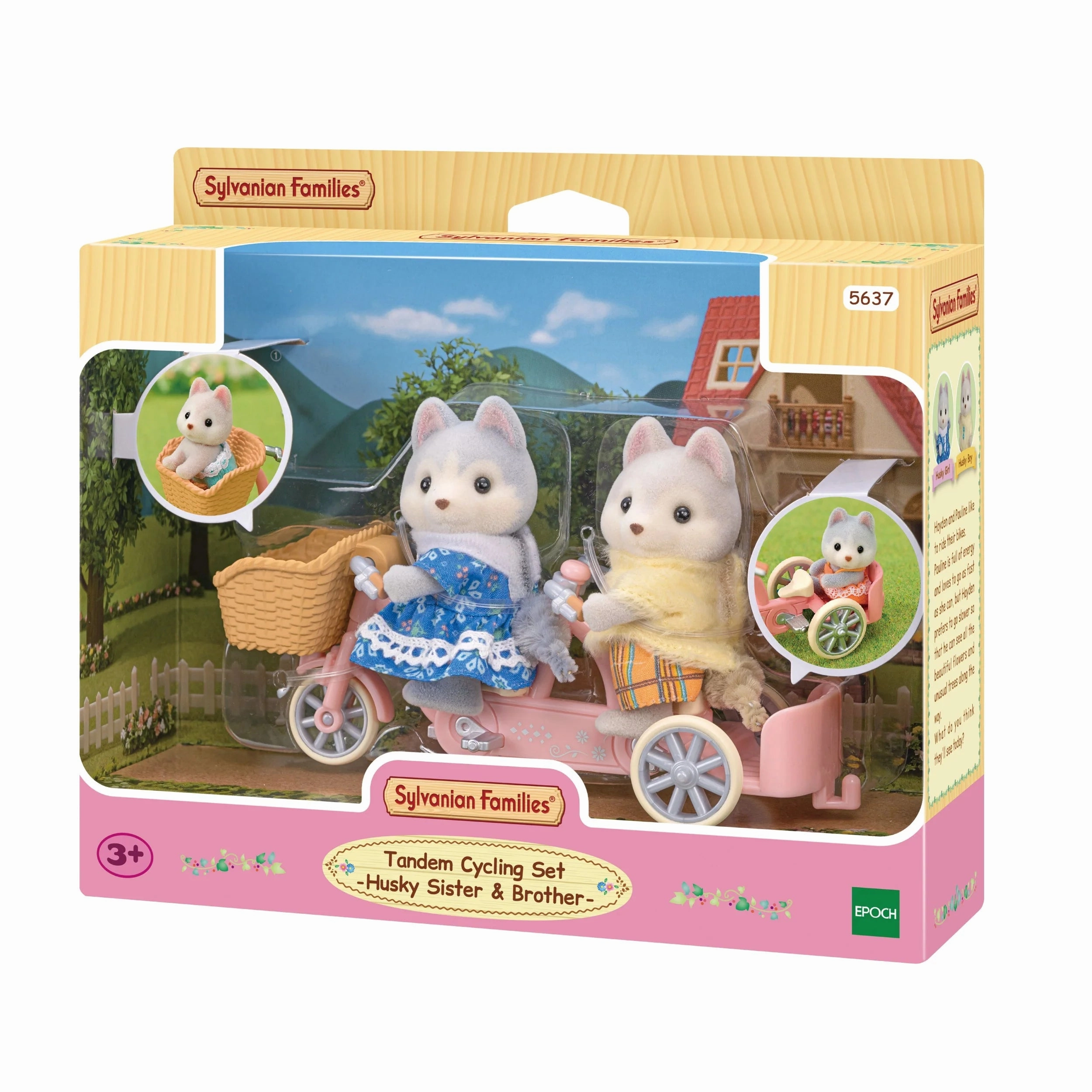 Sylvanian Families Tandem Cycling Set Husky sister and Brother set