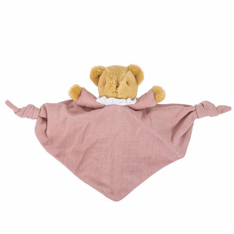 Trousselier Bear Triangle Comforter with Rattle 20cm Old Pink Organic Cotton