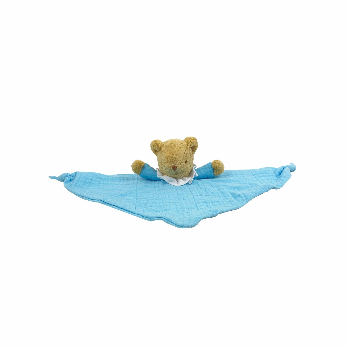 Trousselier Ours Triangle Doudou Avec Hochet 20cm - Coton Bio Bleu Ciel