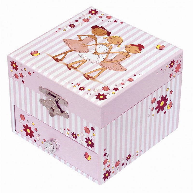 Trousselier Photoluminescent Muscial Cube Box Ballerina-Pink Stripes Glow In Dark