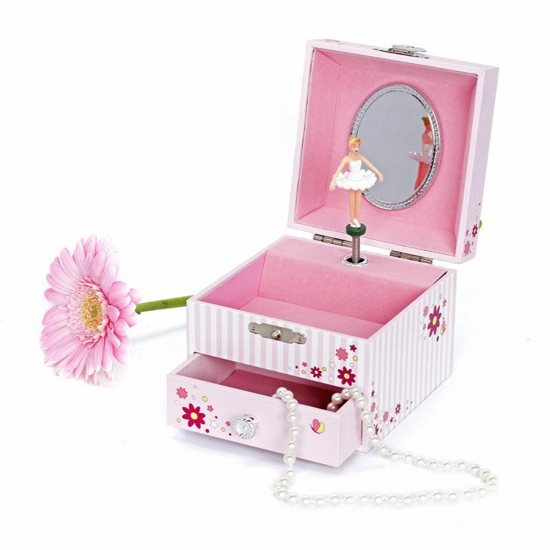 Trousselier Photoluminescent Muscial Cube Box Ballerina-Pink Stripes Glow In Dark