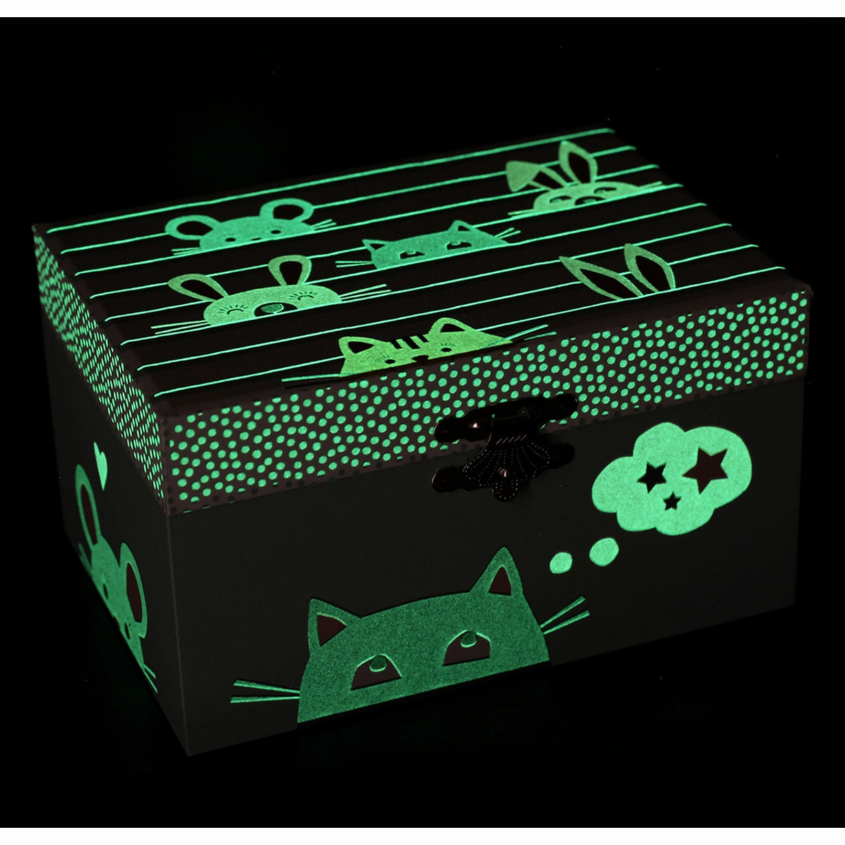 Trousselier Photoluminescent Musical Cube Box Cat Glow In Dark
