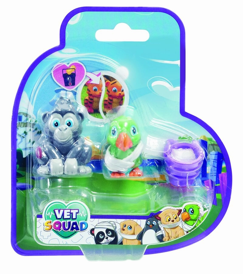 Vet Squad - Animals -Pack of 3 - Baby Chimp & Parrot - Suitable for 4 years and above