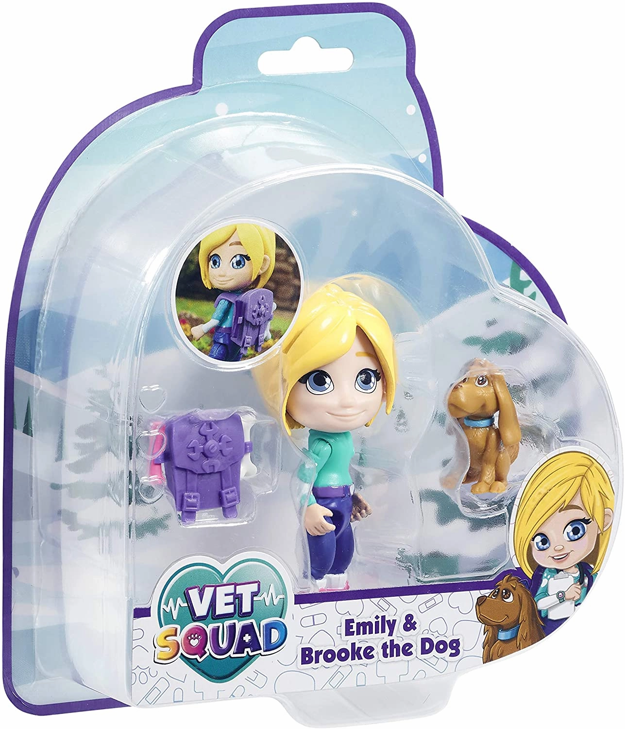 Vet Squad - Emily & Brooke the dog, 3 inch articulated vet figure with pet and accessories - Suitable for 4 years and above