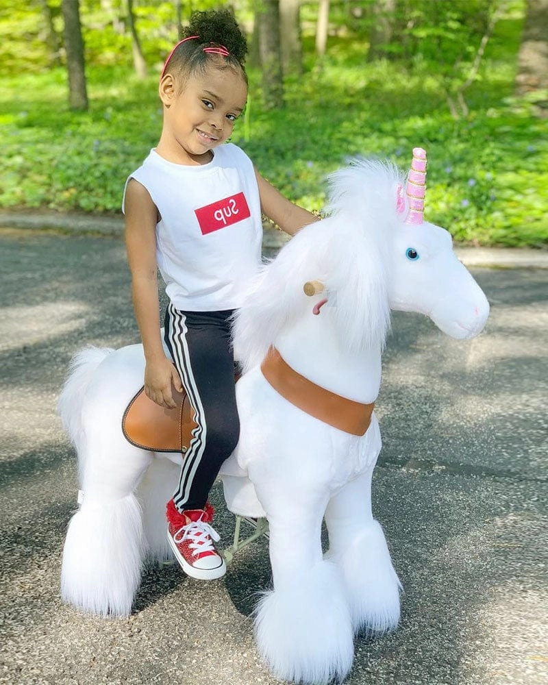 White Ride on Walking Toy Horse Unicorn