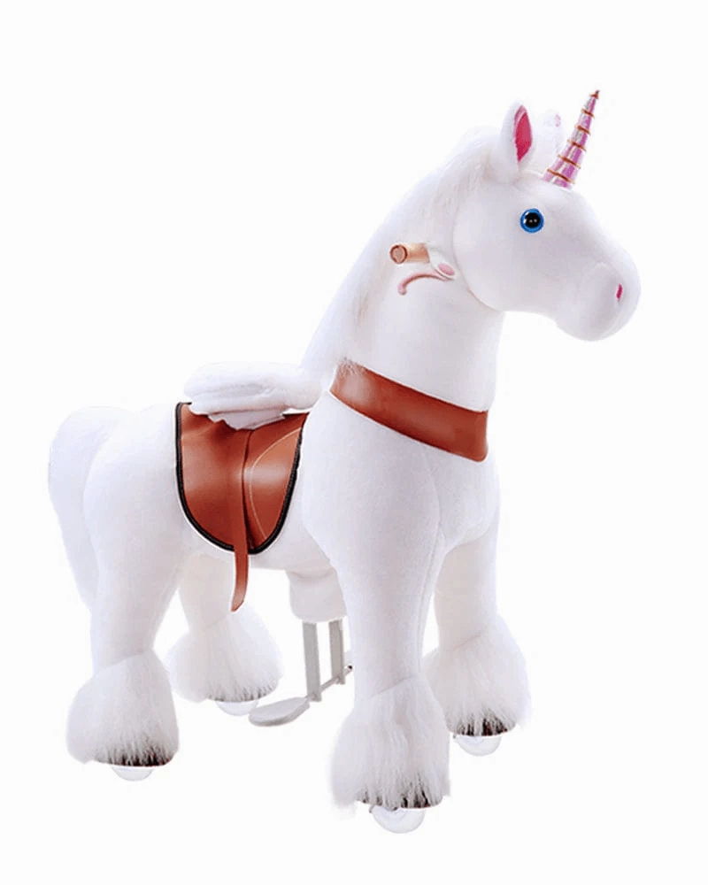 White Ride on Walking Toy Horse Unicorn