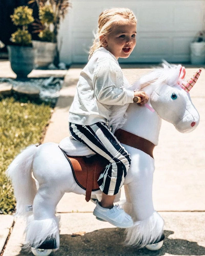 White Ride on Walking Toy Horse Unicorn