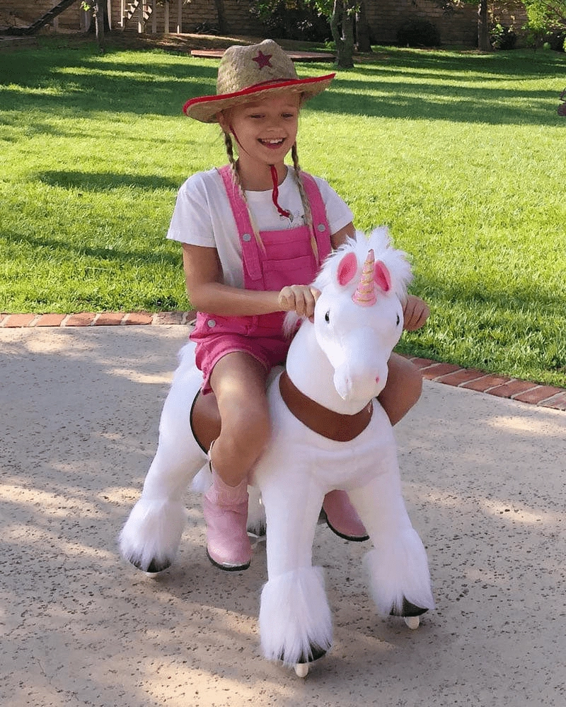 White Ride on Walking Toy Horse Unicorn