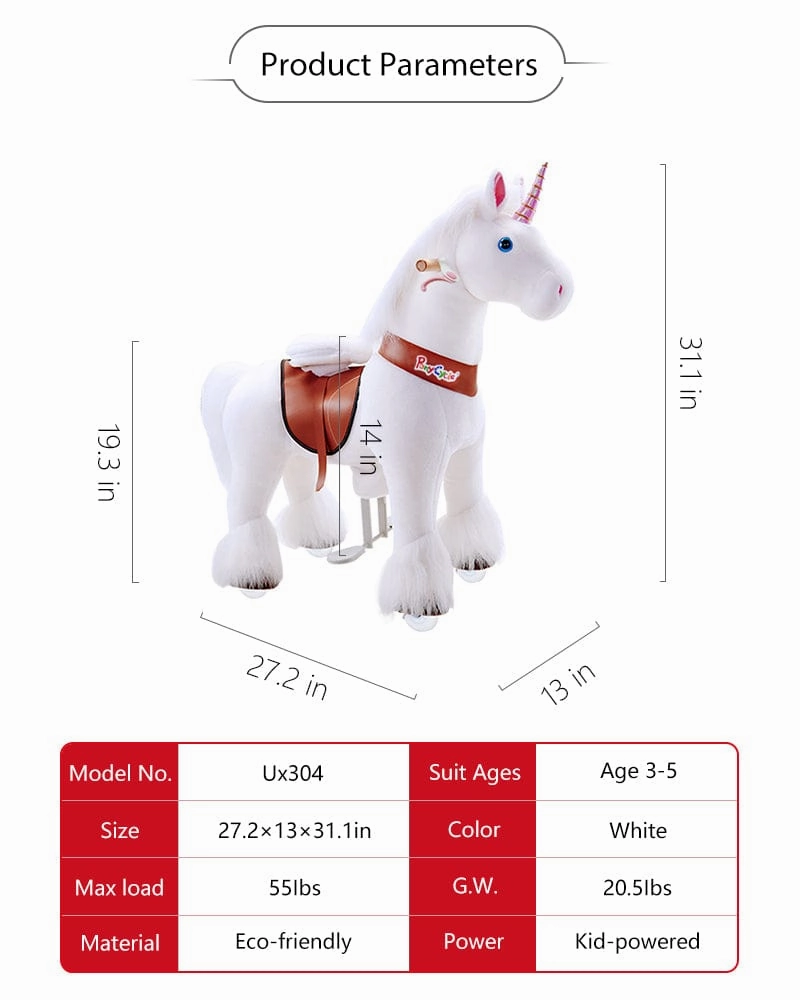 White Ride on Walking Toy Horse Unicorn