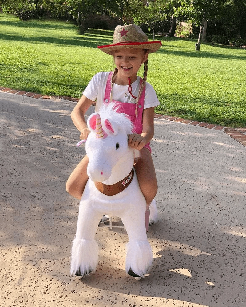 White Ride on Walking Toy Horse Unicorn