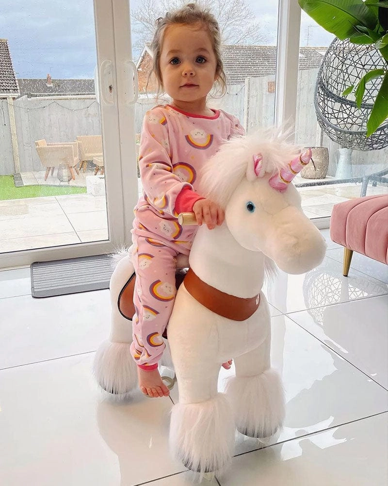 White Ride on Walking Toy Horse Unicorn