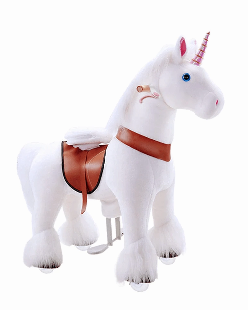 White Ride on Walking Toy Horse Unicorn