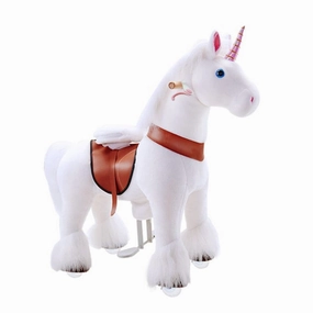 White Ride on Walking Toy Horse Unicorn