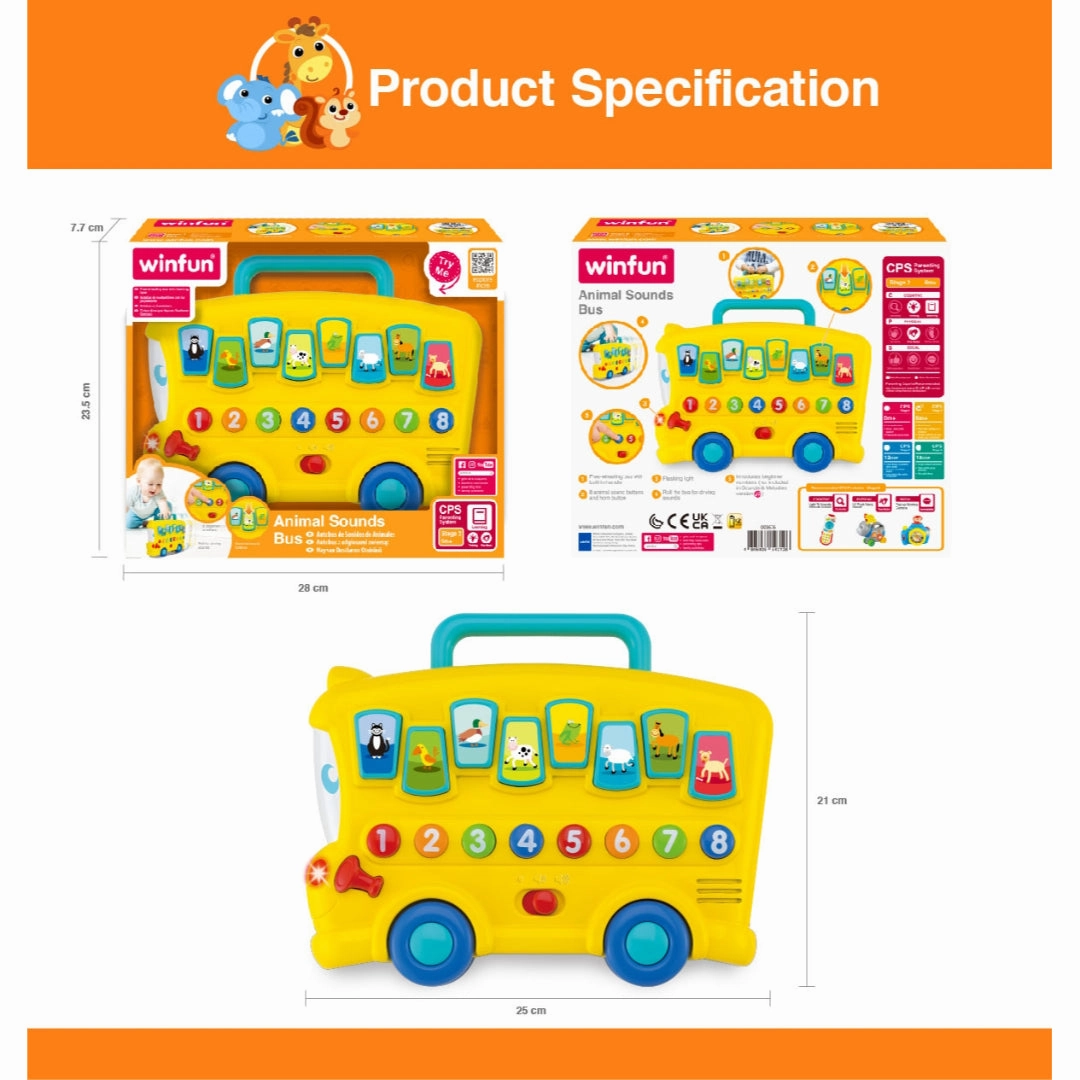 Winfun Animal Sounds Bus, Multi Color