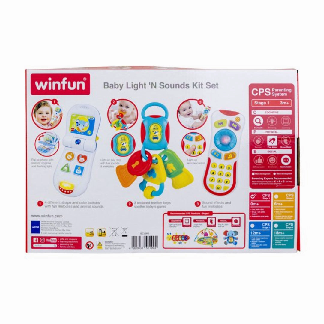 Winfun Baby Light 'N Sound 3Pc Set Phone, Remote and Keys For Ages 3 Months and up