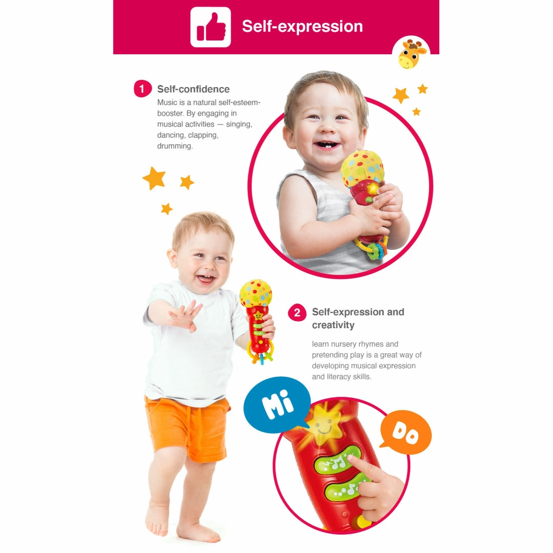 Winfun Baby Rock Star Microphone - Mics for Kids age 3M  (Red)