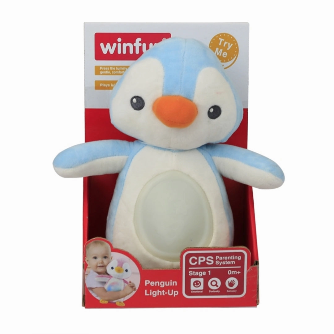 WinFun C Plush Penguin with Sound & Light, Penguin Light Up Soft Game