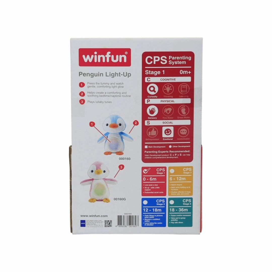 WinFun C Plush Penguin with Sound & Light, Penguin Light Up Soft Game