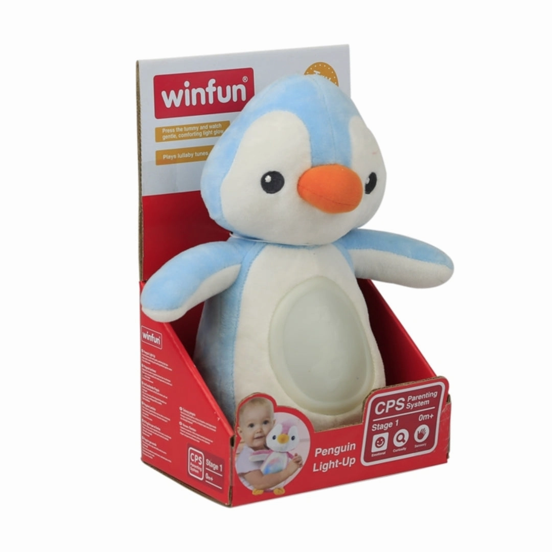 WinFun C Plush Penguin with Sound & Light, Penguin Light Up Soft Game