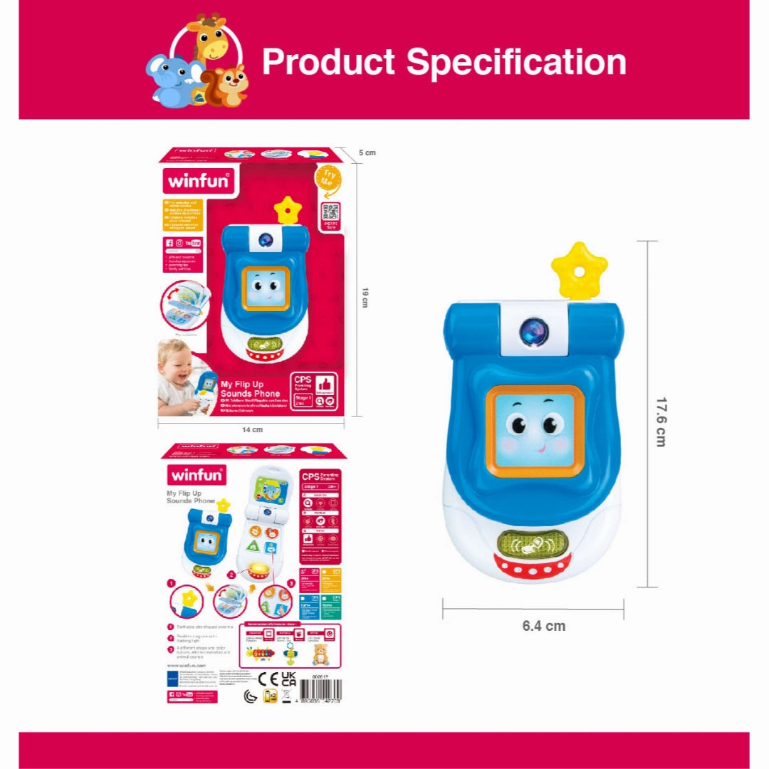 Winfun My Flip up Sounds Phone - Blue Learning Toys for Kids