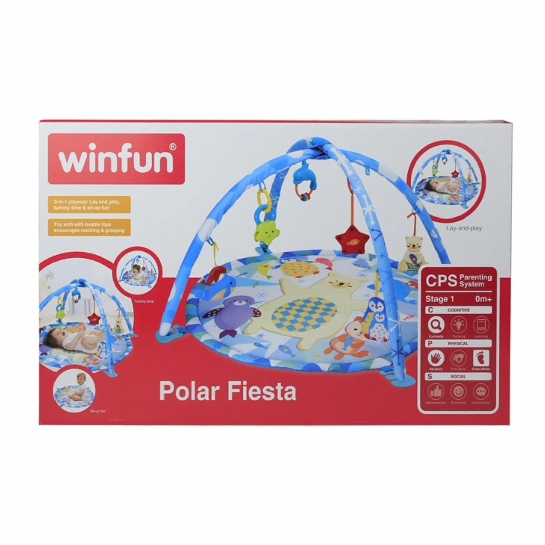 Winfun Polar Fiesta Activity Playmat with Hanging Toys, For Newborns and up