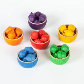 Wooden Bowls and Acorns Sorting Game