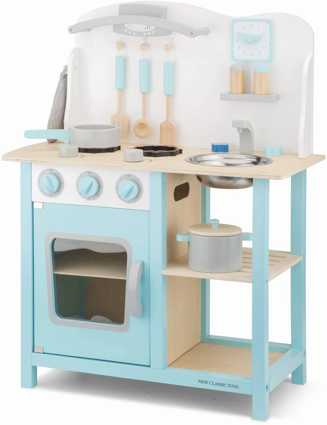 Wooden White and Blue Kitchen