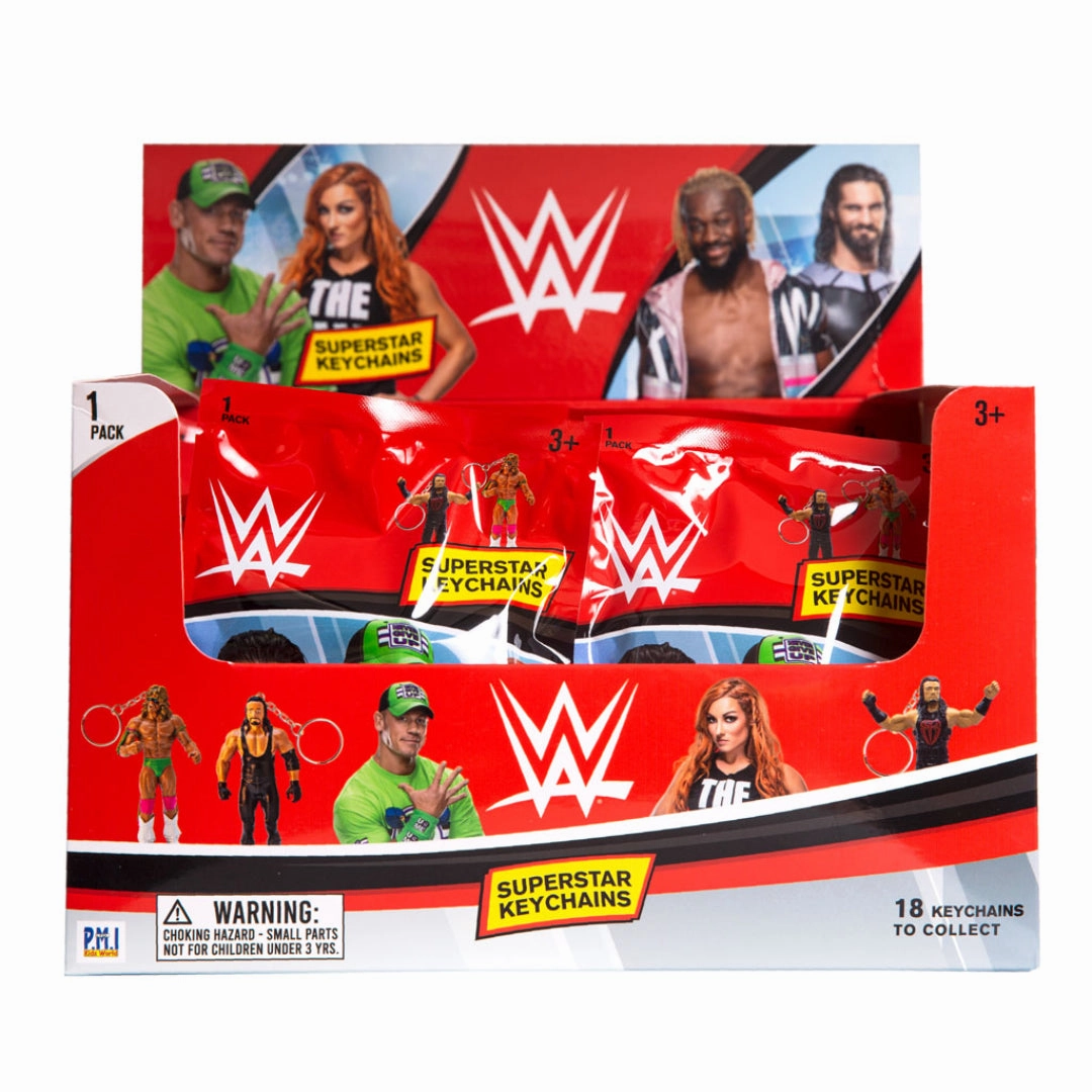 WWE 3D figural Wrestling Superstars Keychains Blind Bag, 24 pcs in CDU